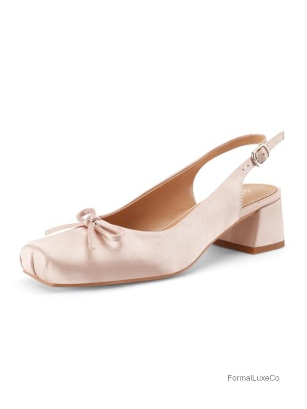 Ballet Slingback Heels Square Toe Chunky Heel Pumps Comfy Dressy Prom Ballerina